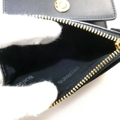 Pre-owned Burberry Beige Black Cotton Leather Elastane Wallet (tri-fold) () In Beige, Black