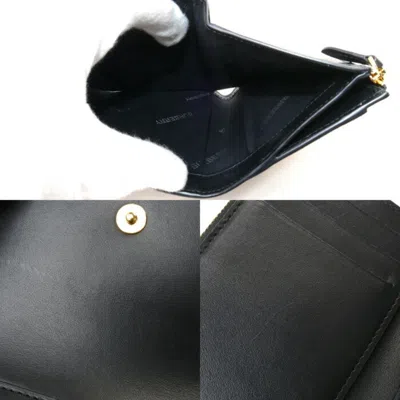 Pre-owned Burberry Beige Black Cotton Leather Elastane Wallet (tri-fold) () In Beige, Black