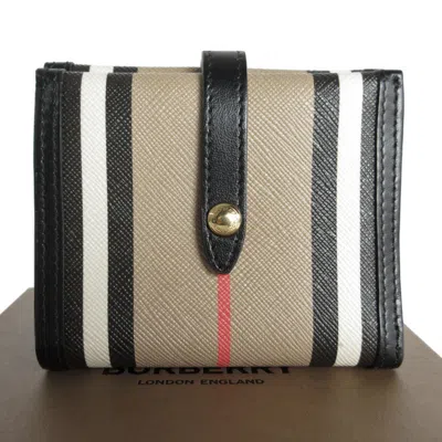 Pre-owned Burberry Beige Black Pvc Wallet (bi-fold) () In Beige, Black