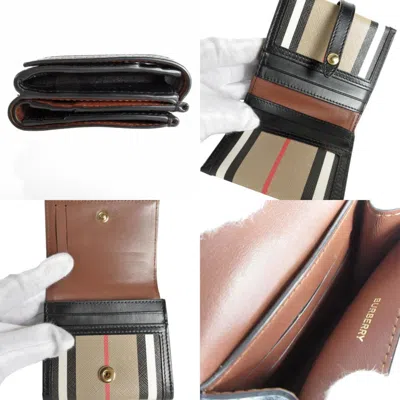 Pre-owned Burberry Beige Black Pvc Wallet (bi-fold) () In Beige, Black