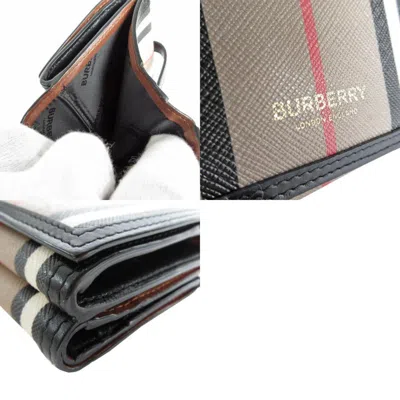Pre-owned Burberry Beige Black Pvc Wallet (bi-fold) () In Beige, Black