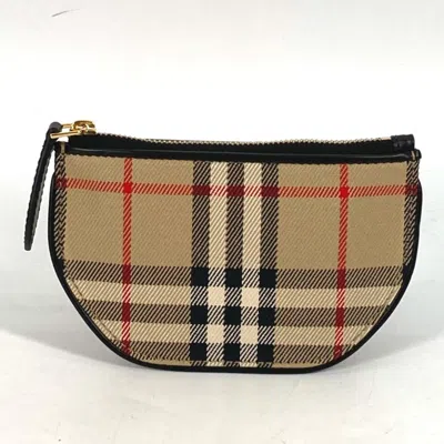Pre-owned Burberry Beige Leather Canvas Coin Purse/coin Case ()