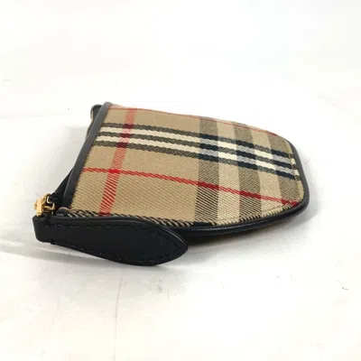 Pre-owned Burberry Beige Leather Canvas Coin Purse/coin Case ()