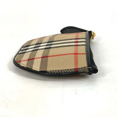 Pre-owned Burberry Beige Leather Canvas Coin Purse/coin Case ()