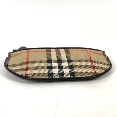 Pre-owned Burberry Beige Leather Canvas Coin Purse/coin Case ()