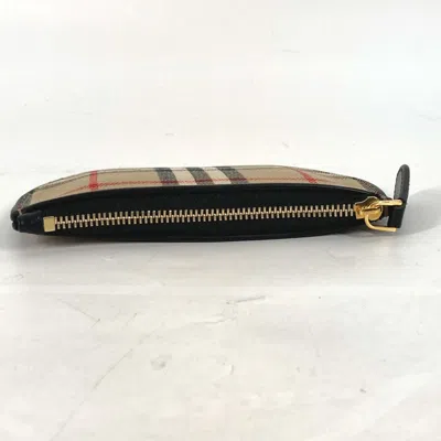 Pre-owned Burberry Beige Leather Canvas Coin Purse/coin Case ()