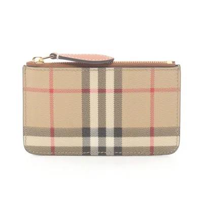 Pre-owned Burberry Beige Multi-color Coated Canvas Coin Purse/coin Case () In Beige, Multi-color