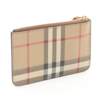 Pre-owned Burberry Beige Multi-color Coated Canvas Coin Purse/coin Case () In Beige, Multi-color