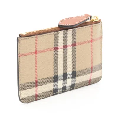 Pre-owned Burberry Beige Multi-color Coated Canvas Leather Coin Purse/coin Case () In Beige, Multi-color