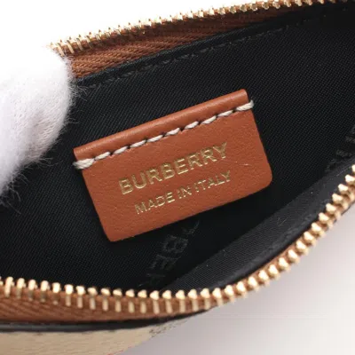 Pre-owned Burberry Beige Multi-color Coated Canvas Leather Coin Purse/coin Case () In Beige, Multi-color