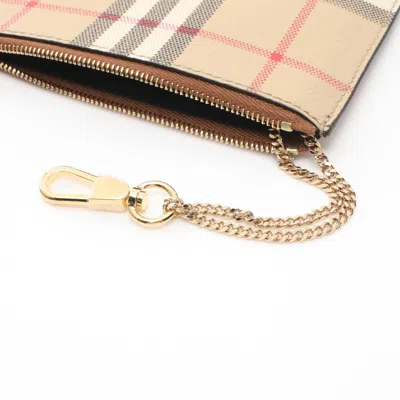 Pre-owned Burberry Beige Multi-color Coated Canvas Leather Coin Purse/coin Case () In Beige, Multi-color