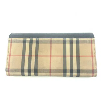 Pre-owned Burberry Beige Navy Leather Long Wallet (bi-fold) () In Beige, Navy