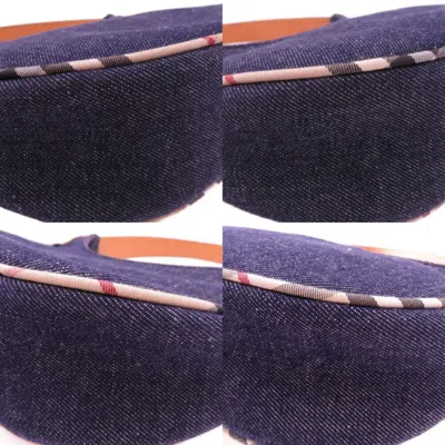 Pre-owned Burberry Beige Navy Denim Leather Shoulder Bag () In Beige, Navy