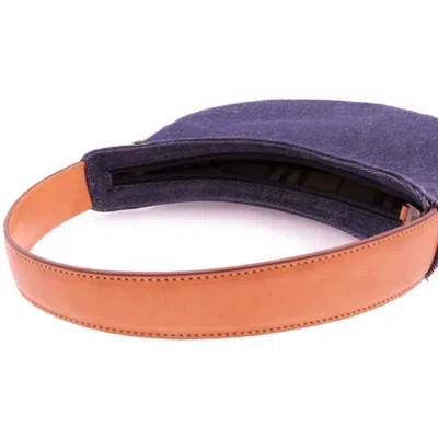 Pre-owned Burberry Beige Navy Denim Leather Shoulder Bag () In Beige, Navy