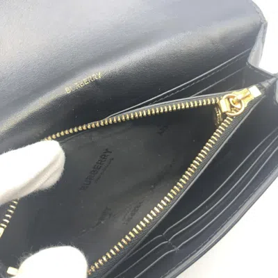 Pre-owned Burberry Beige Navy Leather Long Wallet (bi-fold) () In Beige, Navy