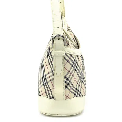 Pre-owned Burberry Beige Off-white Canvas Leather Shoulder Bag () In Beige, Off-white