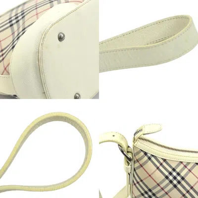 Pre-owned Burberry Beige Off-white Canvas Leather Shoulder Bag () In Beige, Off-white