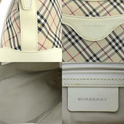 Pre-owned Burberry Beige Off-white Canvas Leather Shoulder Bag () In Beige, Off-white