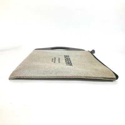 Pre-owned Burberry Black Gray Canvas Leather Clutch Bag Handbag () In Black, Gray