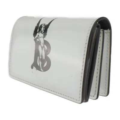 Pre-owned Burberry Black White Leather Chain/shoulder Wallet () In Black, White
