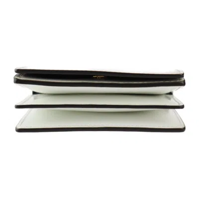Pre-owned Burberry Black White Leather Chain/shoulder Wallet () In Black, White