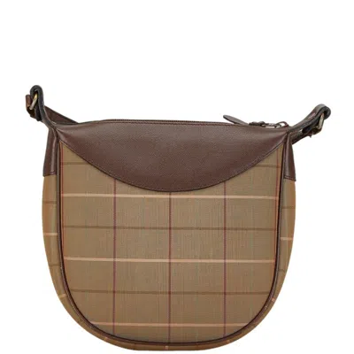 Pre-owned Burberry Brown Khaki Canvas Leather Shoulder Bag () In Brown, Khaki