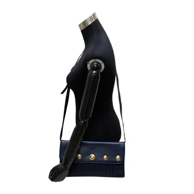 Pre-owned Burberry Navy Leather Nylon Clutch Bag Shoulder Bag ()
