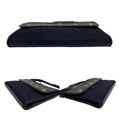 Pre-owned Burberry Navy Leather Nylon Clutch Bag Shoulder Bag ()