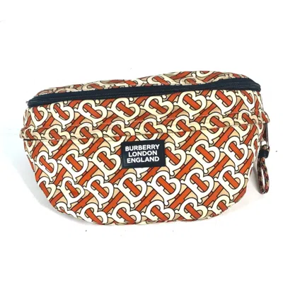 Pre-owned Burberry Orange White Nylon Fanny Pack Sling Bag () In Orange, White