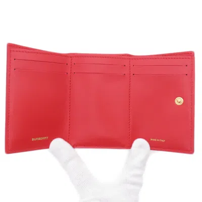 Pre-owned Burberry Red Color Leather Wallet (bi-fold) ()