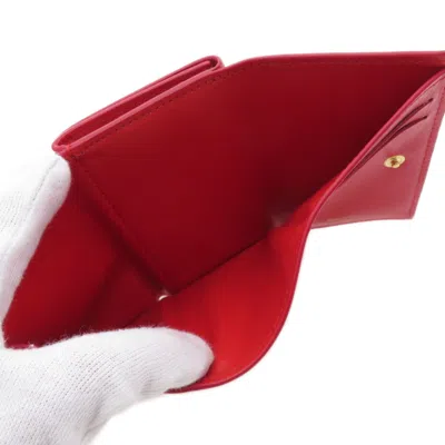 Pre-owned Burberry Red Color Leather Wallet (bi-fold) ()