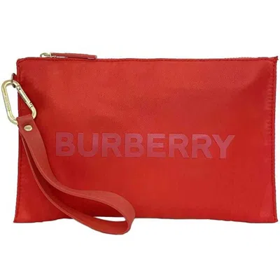Pre-owned Burberry Red Color Nylon Rubber Clutch Bag ()