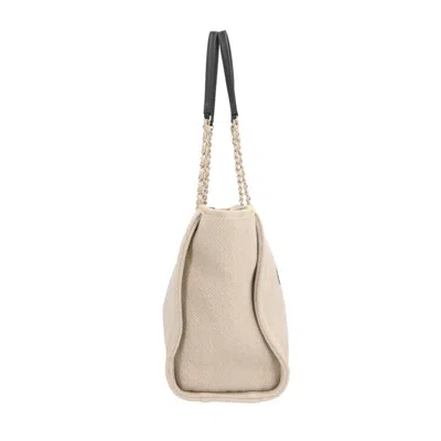 Pre-owned Chanel Beige Canvas Leather Tote Bag ()