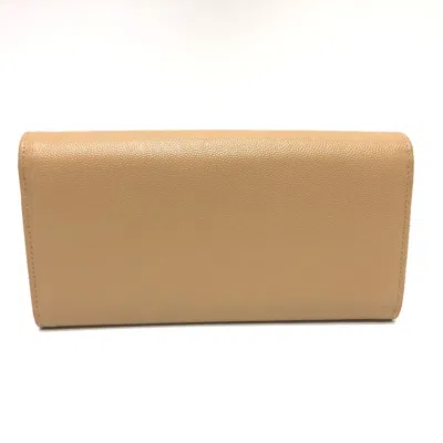 Pre-owned Chanel Beige Leather Long Wallet (bi-fold) ()
