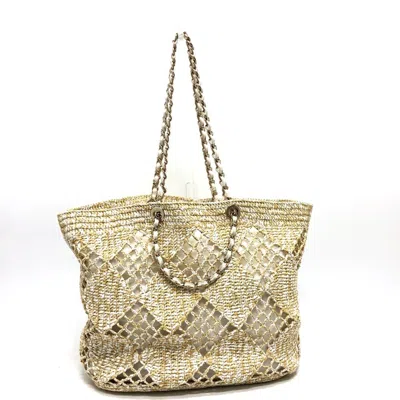 Pre-owned Chanel Beige Raffia Pouch Tote Bag ()
