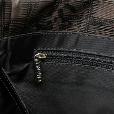 Pre-owned Chanel Black Brown Nylon Leather Handbag Tote Bag () In Black, Brown