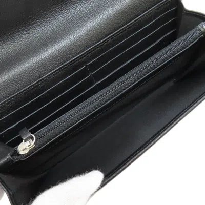 Pre-owned Chanel Black Leather Long Wallet (bi-fold) ()