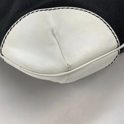 Pre-owned Chanel Black White Canvas Leather Shoulder Bag Tote Bag () In Black, White