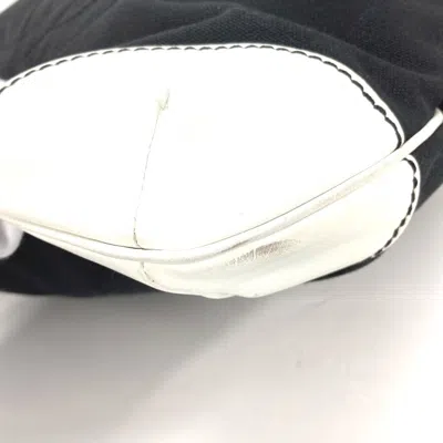 Pre-owned Chanel Black White Canvas Leather Shoulder Bag Tote Bag () In Black, White
