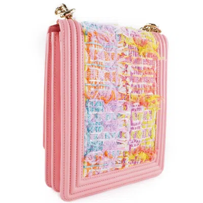 Pre-owned Chanel Boy  Pink Tweed Leather Shoulder Bag ()