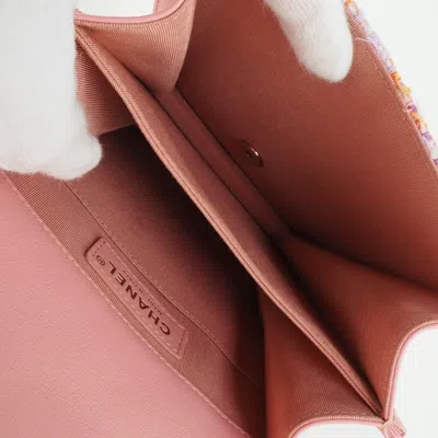 Pre-owned Chanel Boy  Pink Tweed Leather Shoulder Bag ()