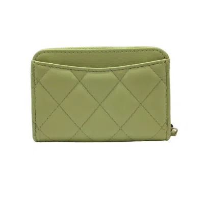 Pre-owned Chanel Light Green Leather Coin Purse/coin Case ()