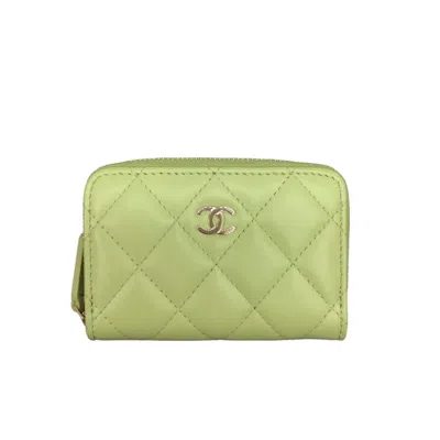 Pre-owned Chanel Light Green Leather Coin Purse/coin Case ()