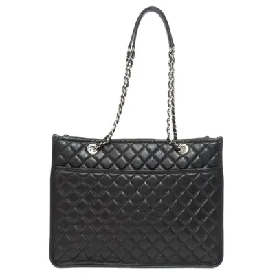 Pre-owned Chanel Matelasse Black Leather Tote Bag ()