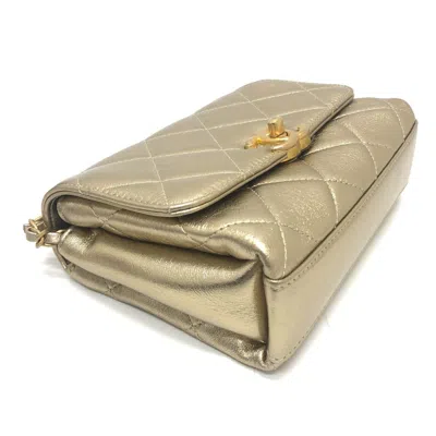 Pre-owned Chanel Matelasse Gold Leather Handbag Shoulder Bag ()