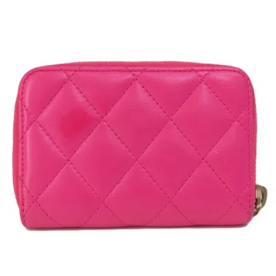 Pre-owned Chanel Matelasse Pink Leather Coin Purse/coin Case ()