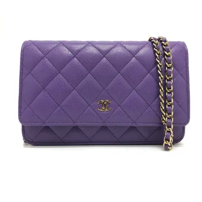Pre-owned Chanel Matelasse Purple Caviar Leather Shoulder Bag ()