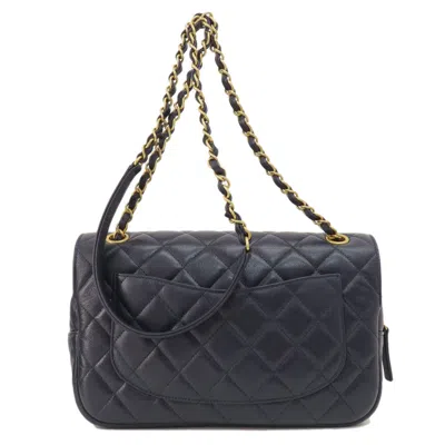 Pre-owned Chanel Navy Caviar Leather Shoulder Bag ()