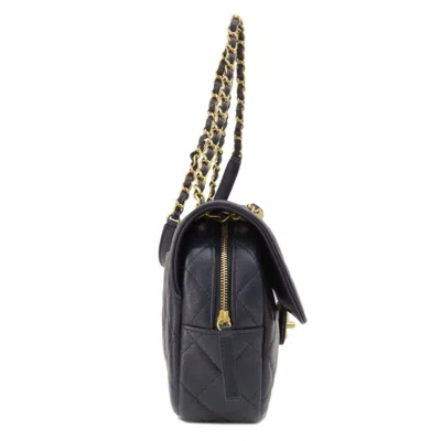 Pre-owned Chanel Navy Caviar Leather Shoulder Bag ()