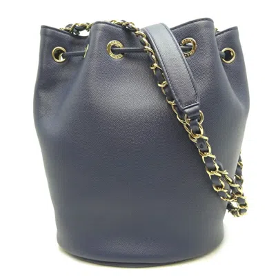 Pre-owned Chanel Navy Caviar Leather Shoulder Bag ()